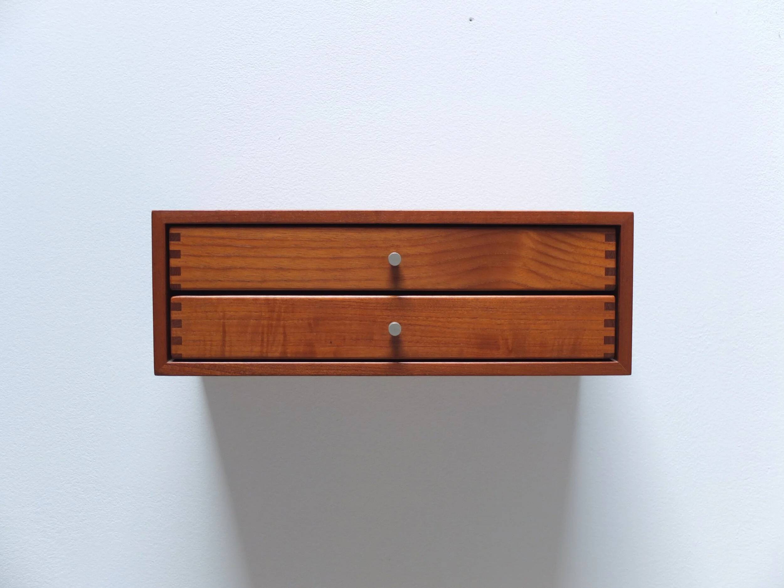 Floating wall shelf with drawers by Kai Kristiansen for Axel Kjersgaard, 1960s