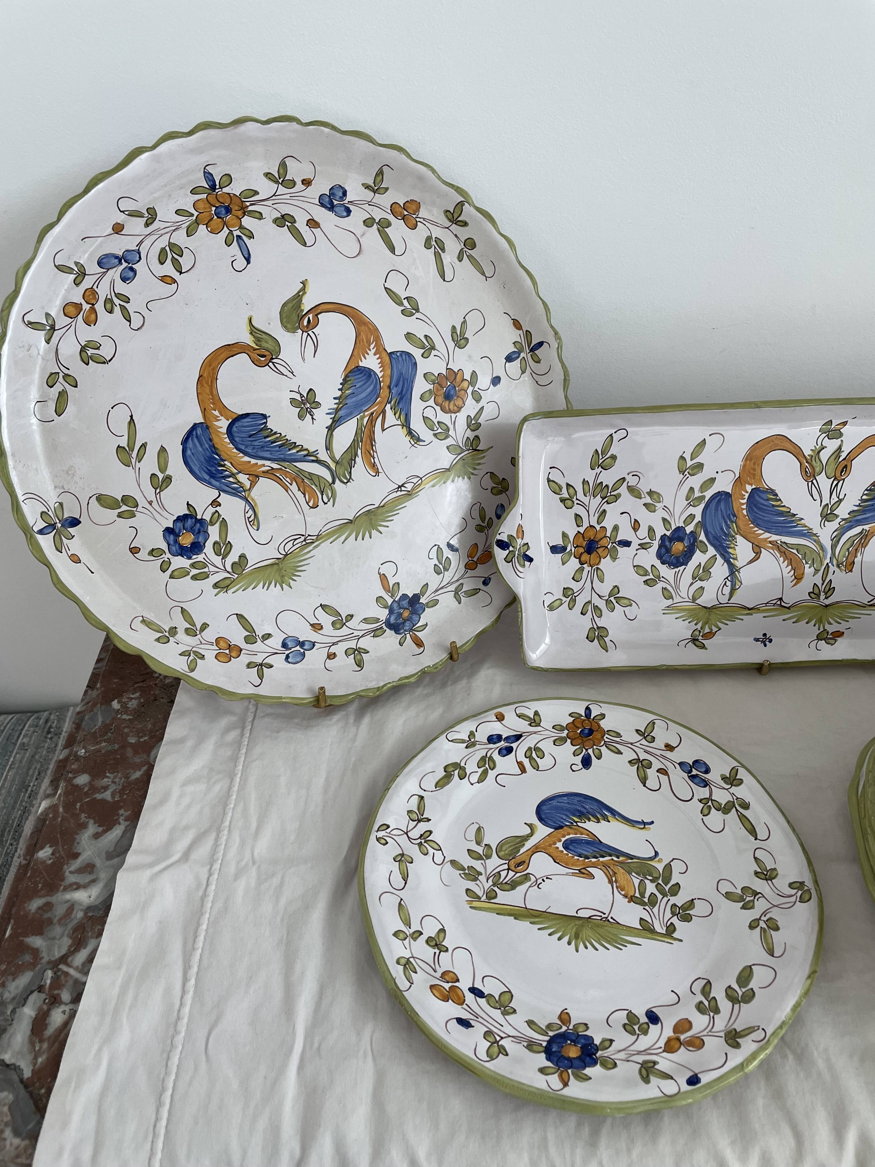 Dessert service, earthenware, Martres-Tolosane, signed Matet France
