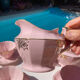 Magnificent service in art deco pastel pink porcelain.