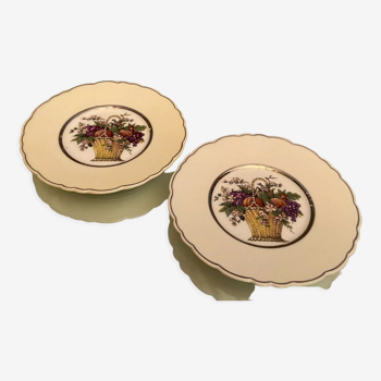Paire de coupelle en porcelaine à décor de panier fleuri Siegel Paris Limoges