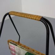 Magazine rack in filigree rattan and steel, 1960s
