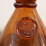 Biot decanter in blown glass bubbled orange hue