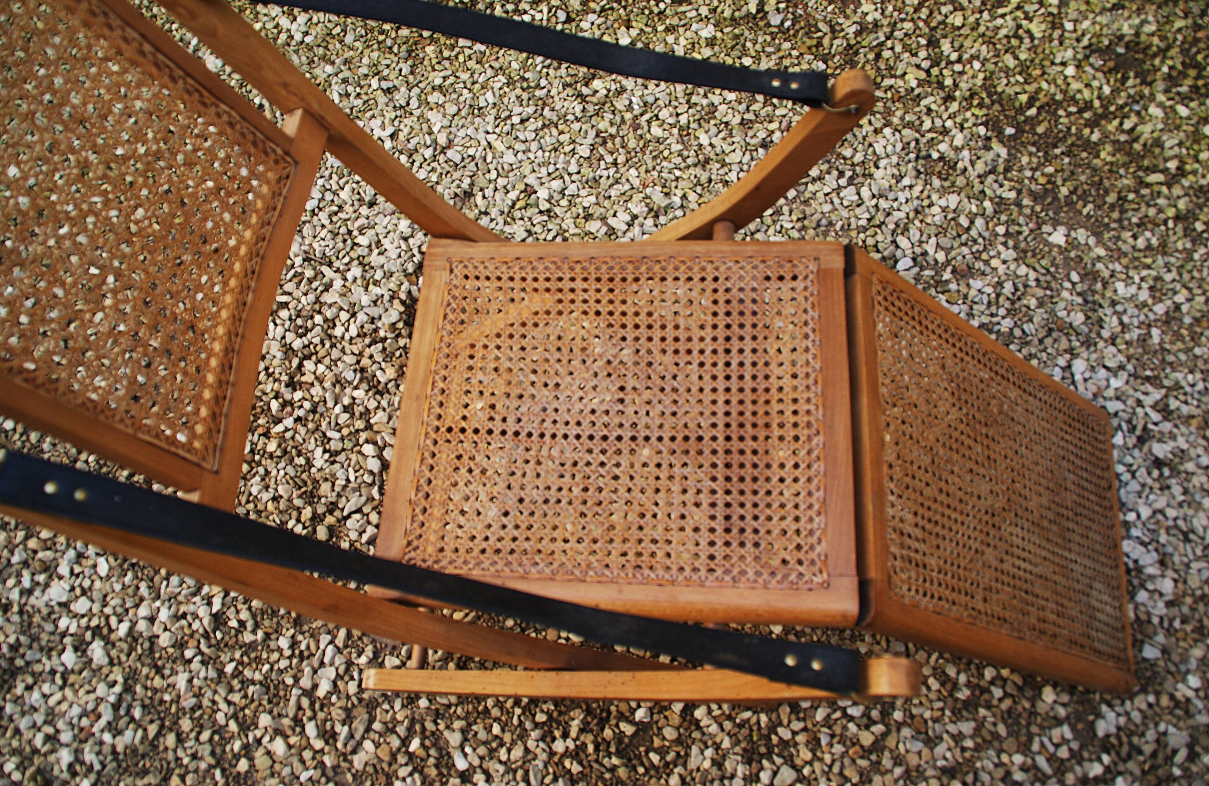 19th-century caned chaise longue in colonial style