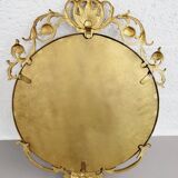 Miroir Médaillon Rond en Laiton, 1950s