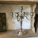 5-branch silver-plated metal candle holder