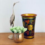 Khokhloma painted Russian wooden vase