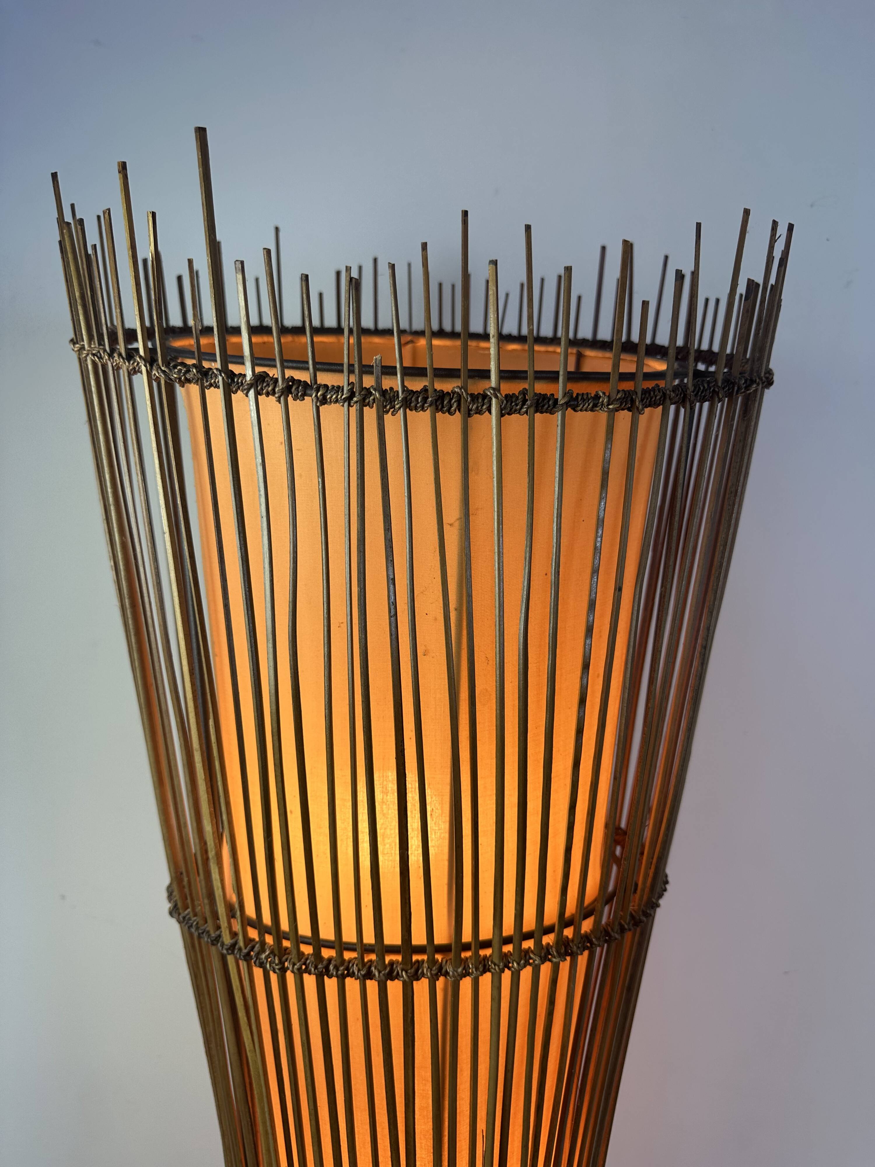 Kobe floor lamp metal and rattan 1990s Ht 170 cm