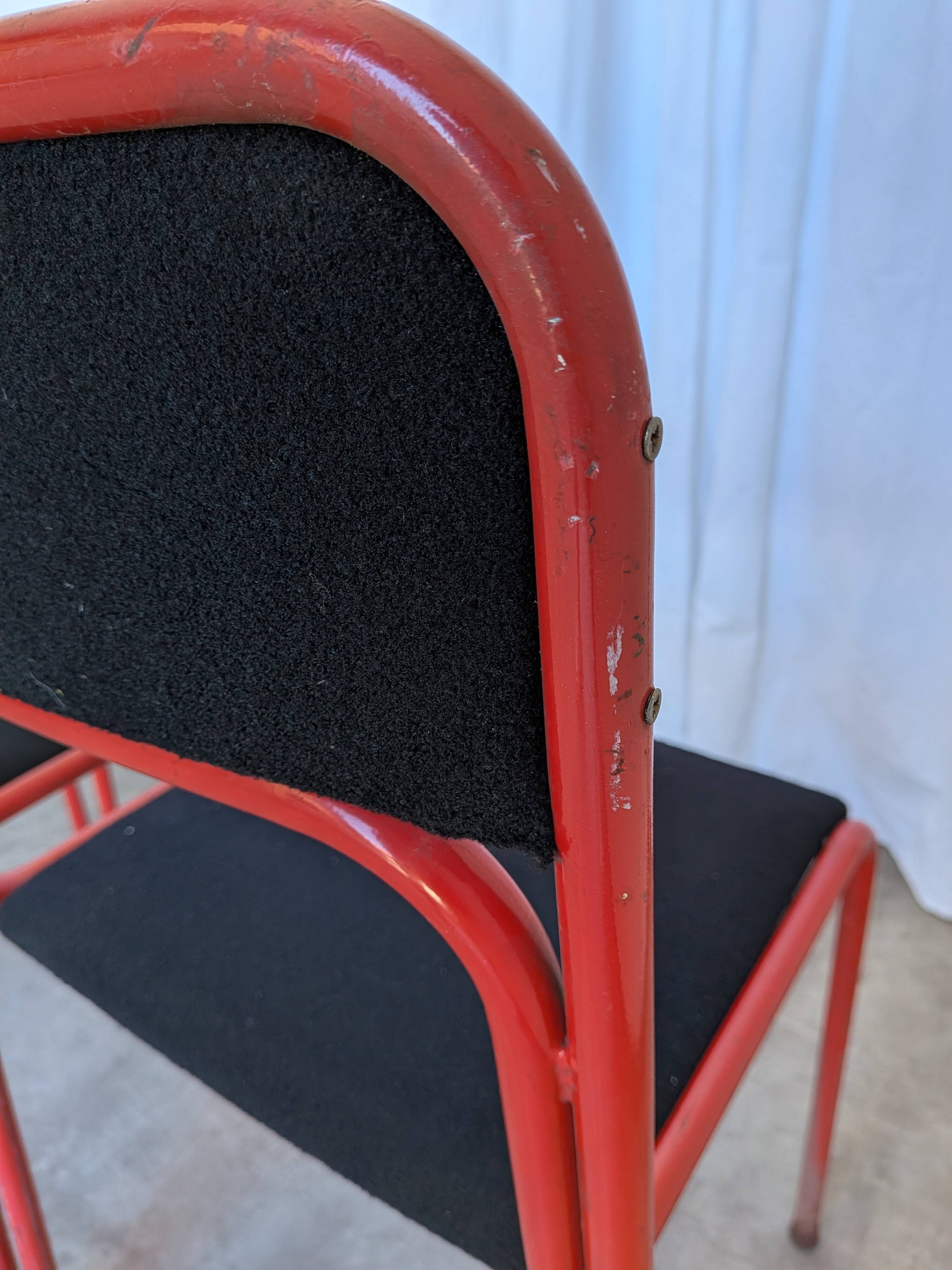 Set of 6 red & black metal chair: space age stackable dining chair baša