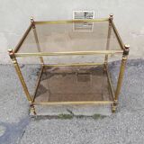 Vintage brass side table and 2 smoked glass trays