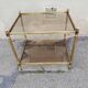Vintage brass side table and 2 smoked glass trays