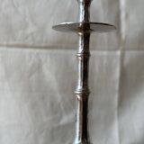 Silver-plated metal candlesticks imitating bamboo, 1960