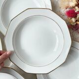 7 Winterling Marktleuthen Bavaria porcelain soup plates in white and gold