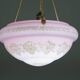 Chandelier en verre vintage Art Déco rose italien des années 1950 avec décorations.
