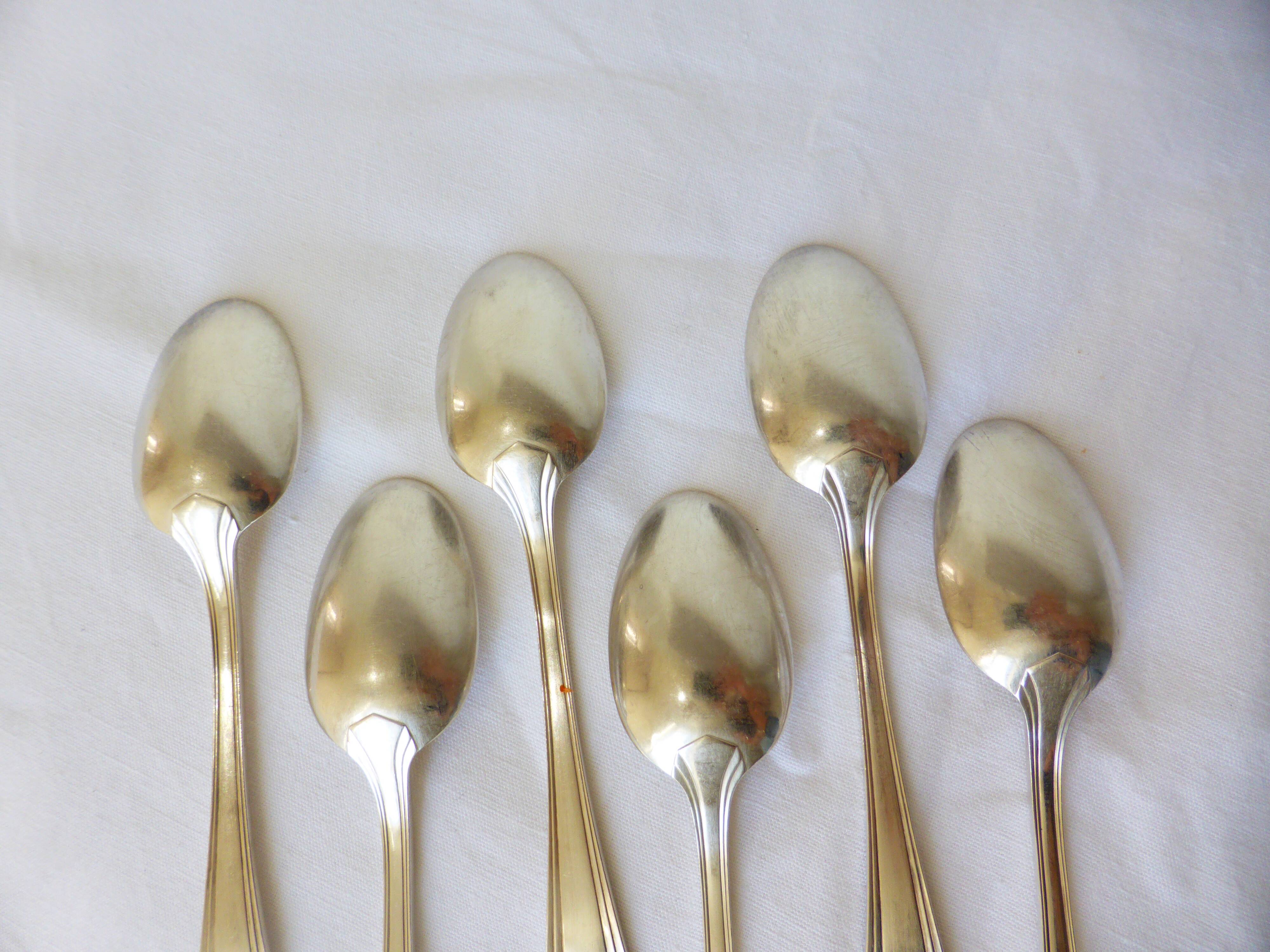 6 teaspoons Christofle art deco style silver metal 220666