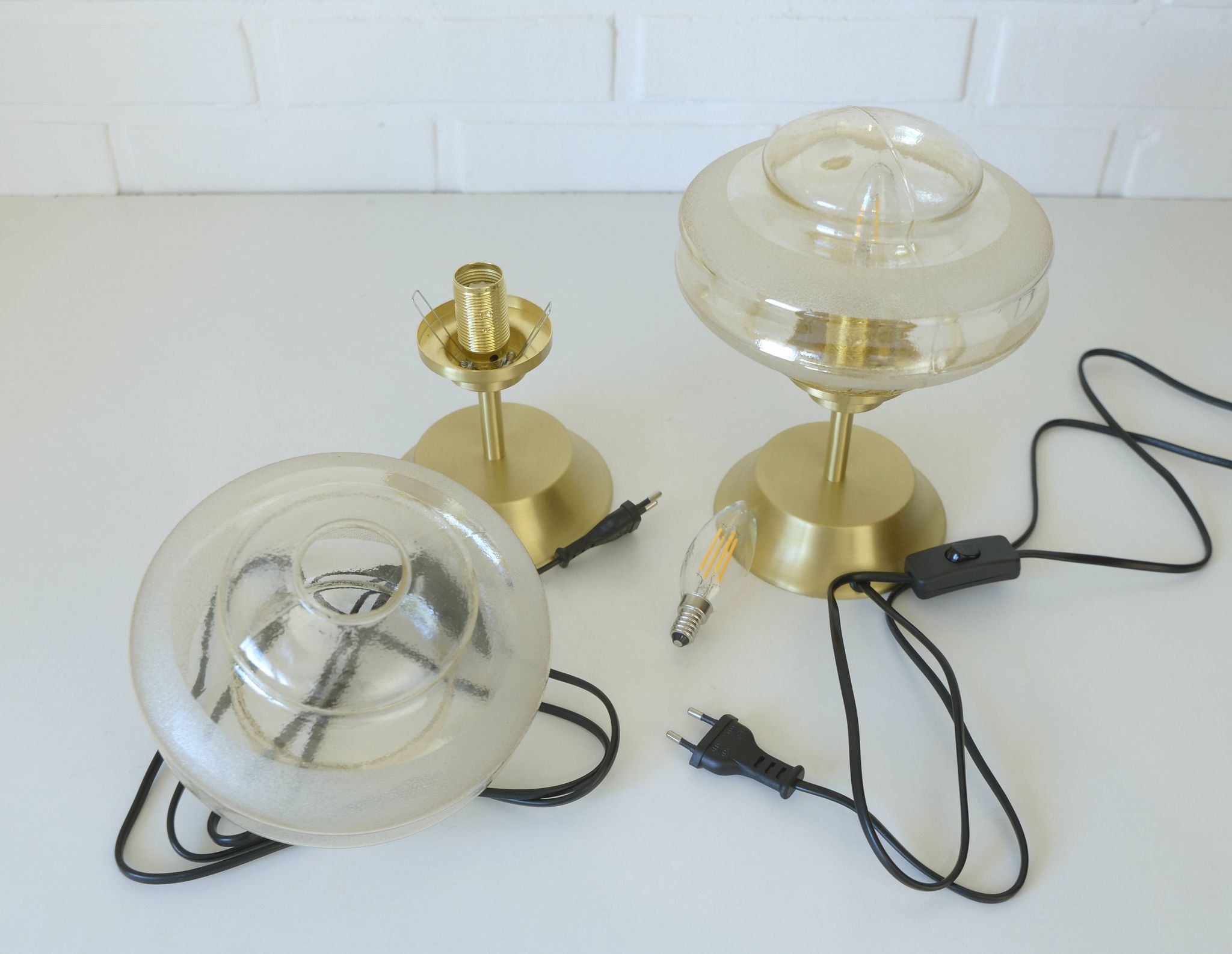 Vintage Bedside Lamps / Set of 2 / Redesign Mushroom Lamp / Art Deco Style