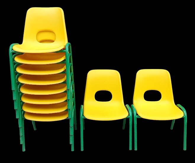 Set of 10 vintage children's stacking chairs