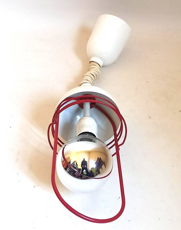 Suspension Monte et baisse blanc et rouge Années 60