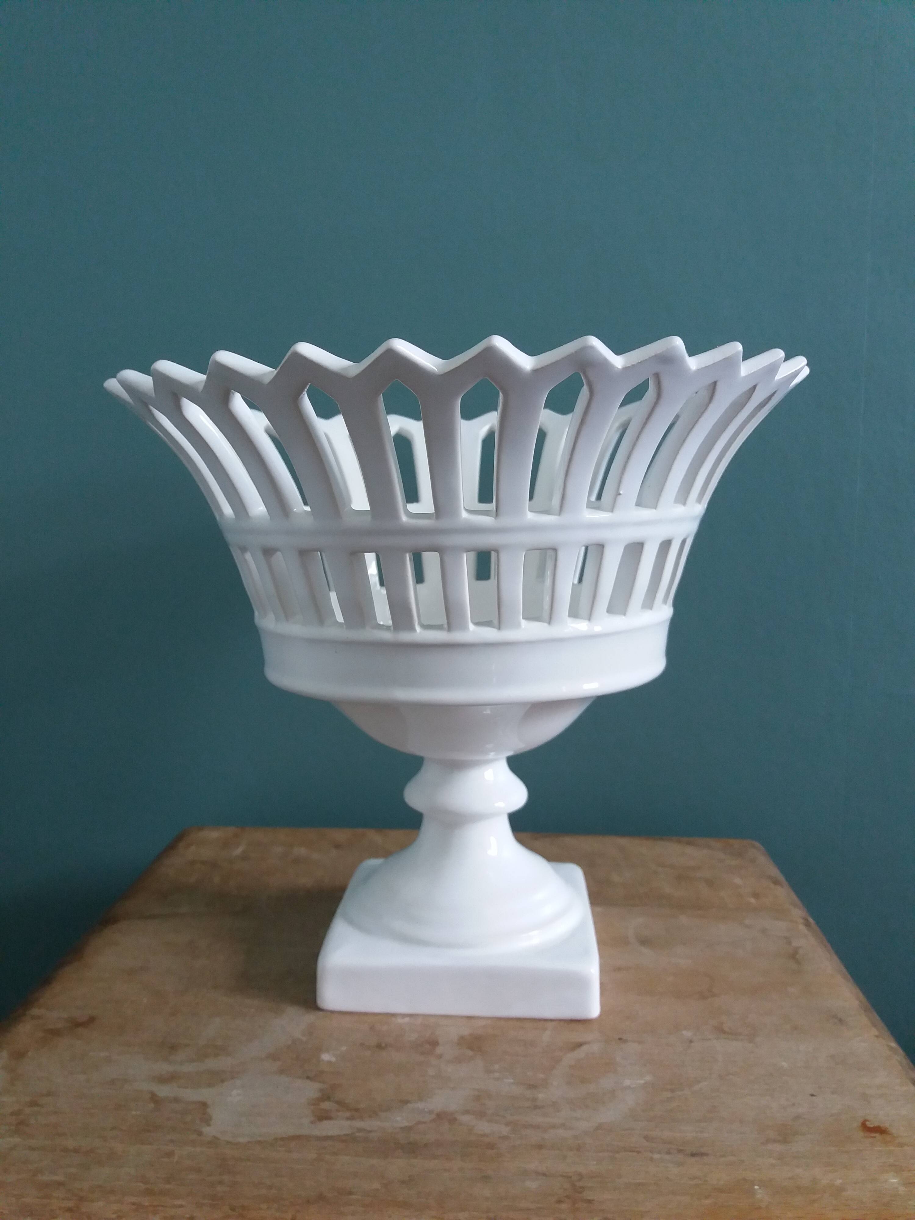 Malicorne Bourg-Joly openwork fruit bowl signed Moreau | Selency