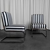 Pair of Seventies stripe armchairs