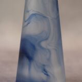 Conical soliflore vase in mixed blue and white glass