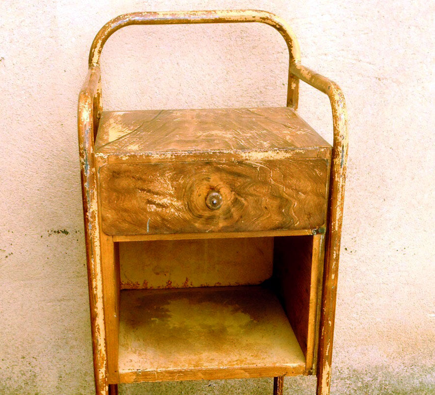 Vintage metal bedside table