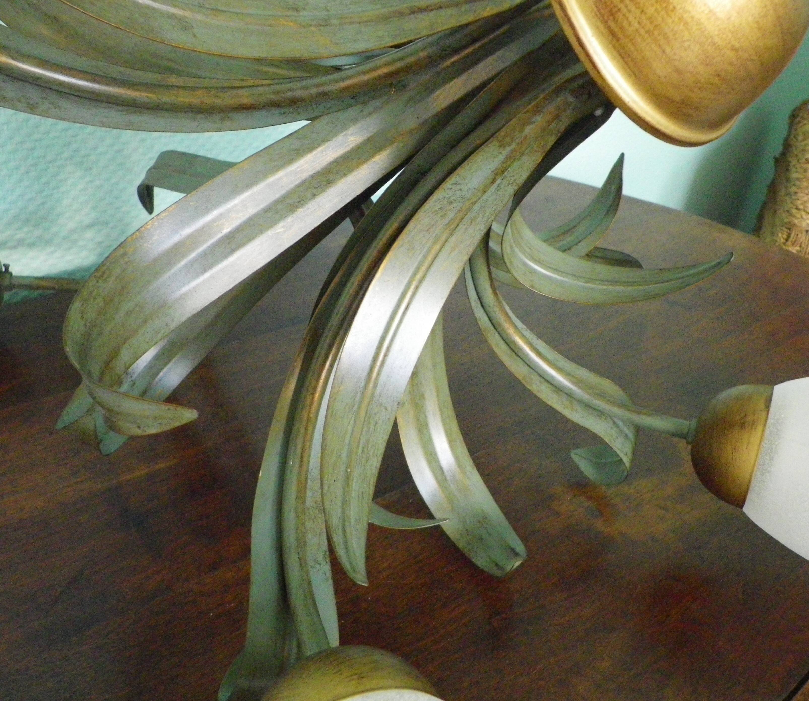 Five Pendant Lights with Frosted White Glass, 1970s