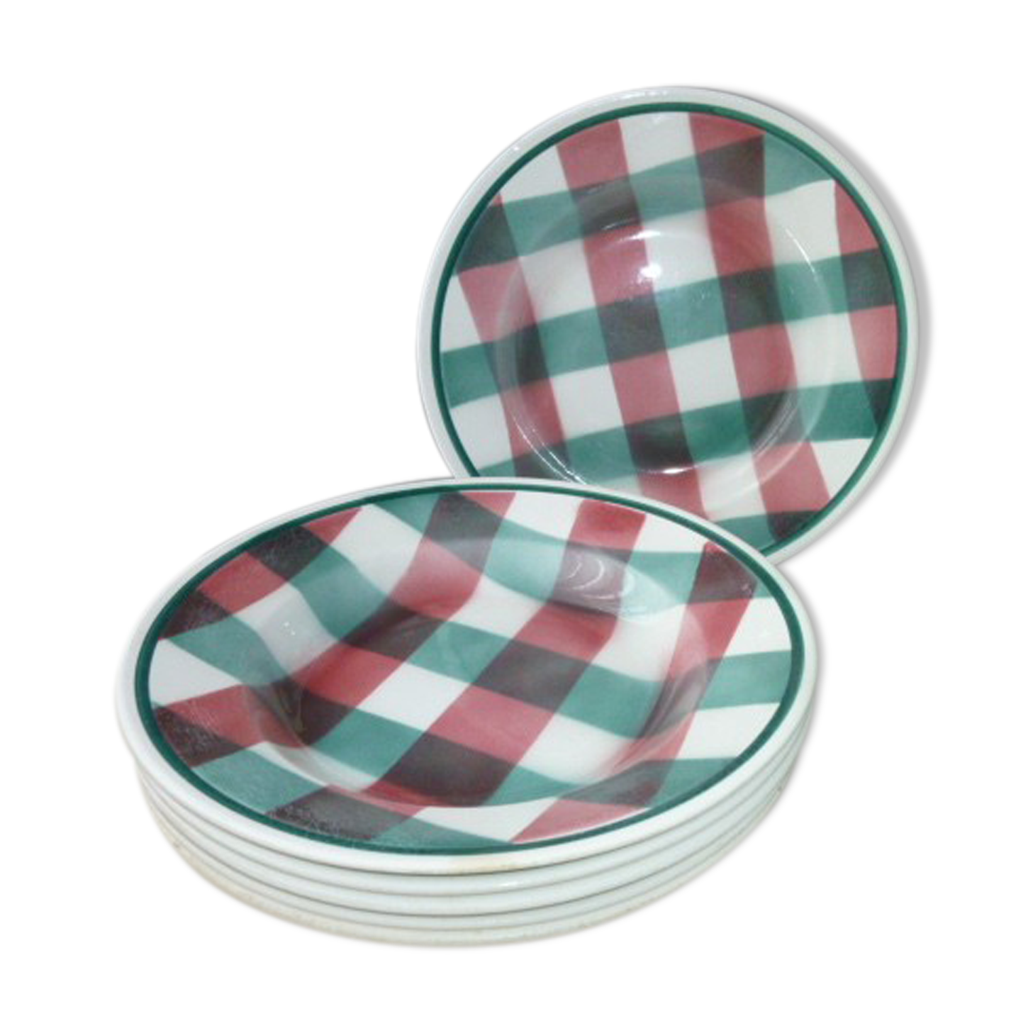 Set of 6 flat plates Faiencerie Nouvelle de Givors