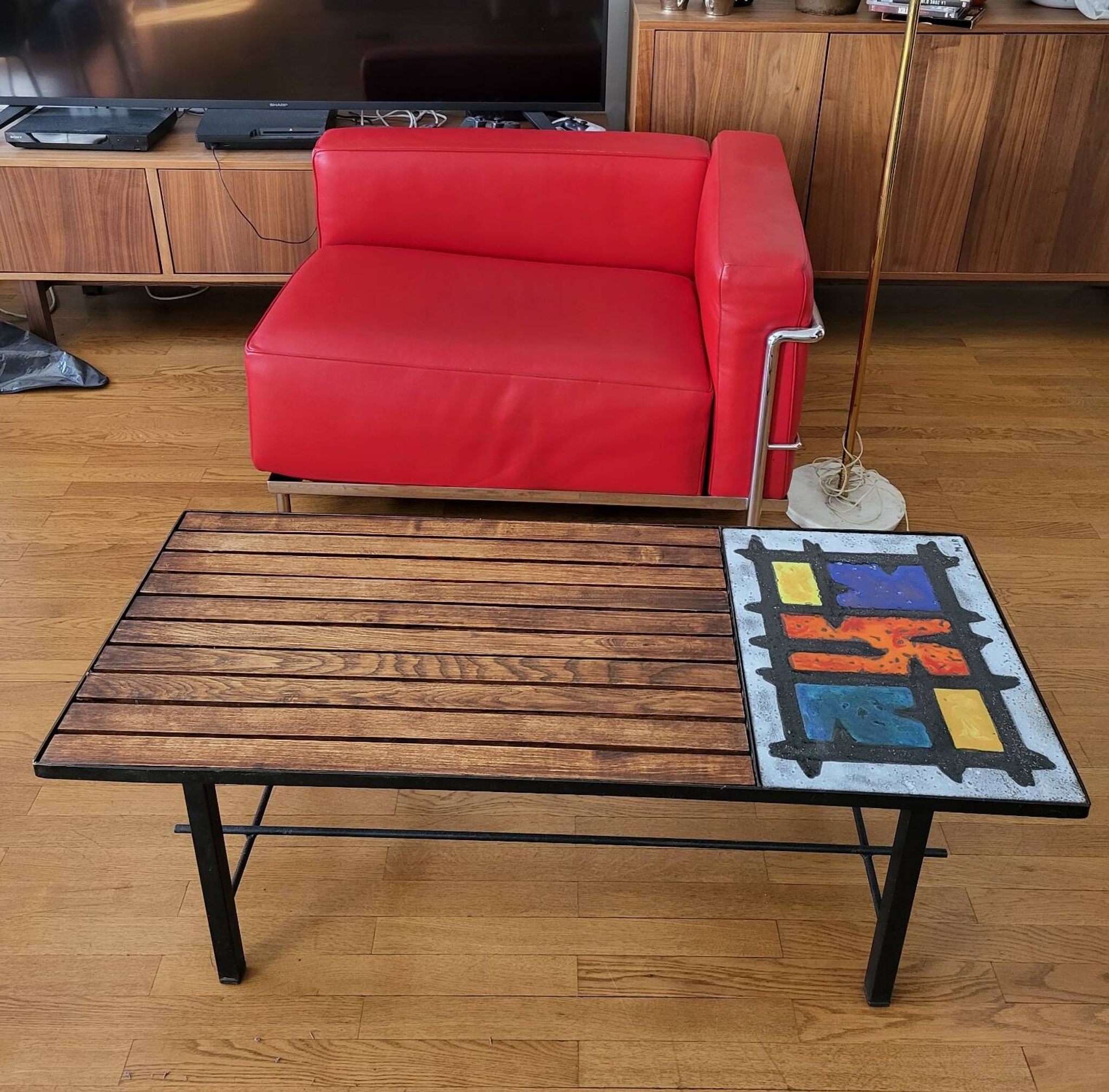Madoura Jouver Coffee Table Wood and Ceramic Scandinavian Design France 1960