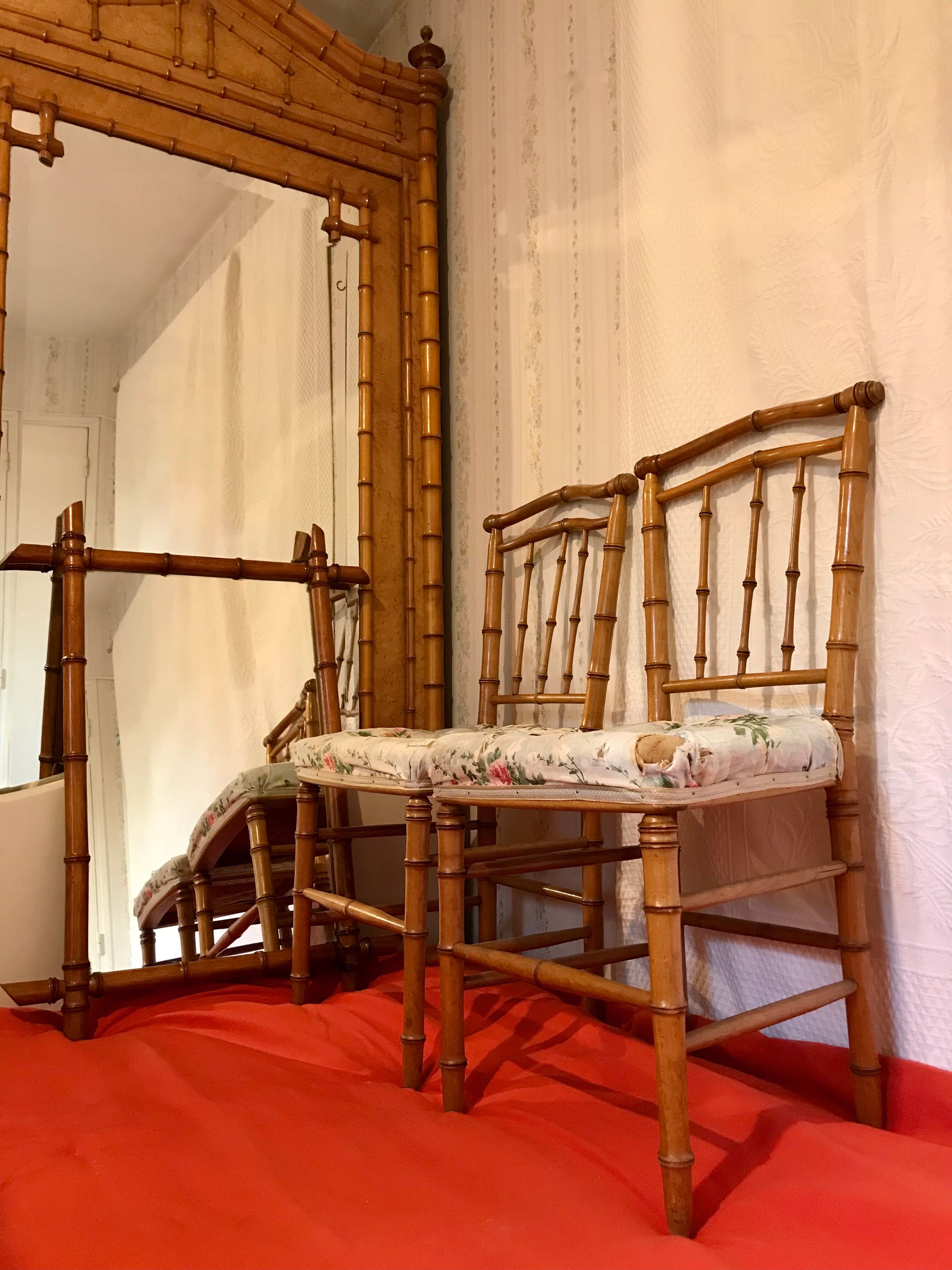 Pair of chairs bamboo collection Napoleon III