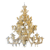 Lustre contemporain vénitien « Ca Rezzionico » en verre de Murano en or