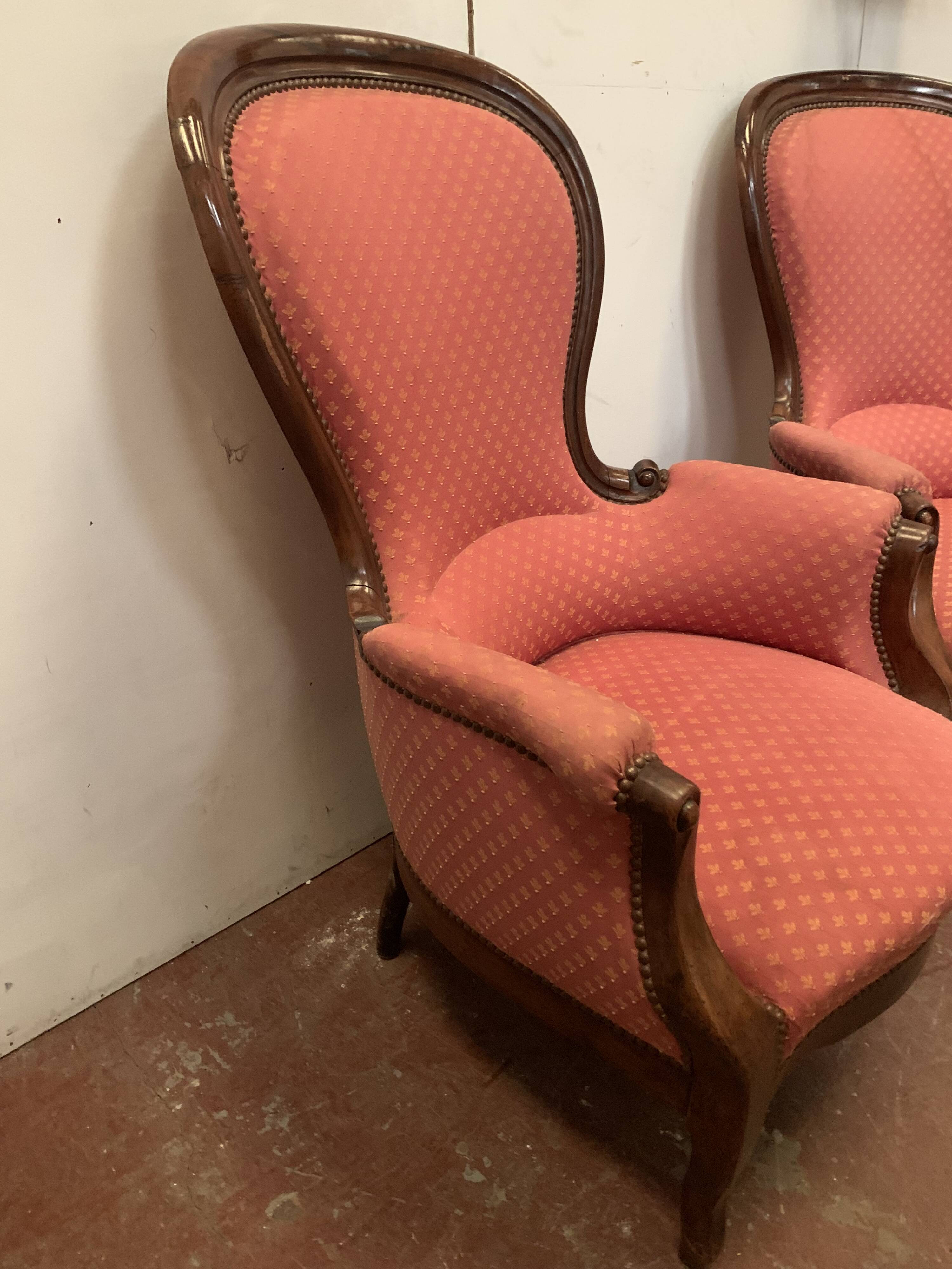 Paire de fauteuils Louis Philippe en acajou XIX siècle