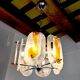 Murano mazzega chandelier, orange frosted glass, italy, 1970