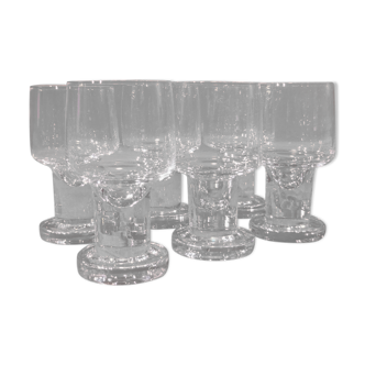 Set of 6 walk glasses in vintage glass design 70's 80's