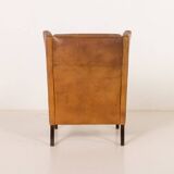 Fauteuil danois vintage en cuir de buffle, style Børge Mogensen, années 1960.