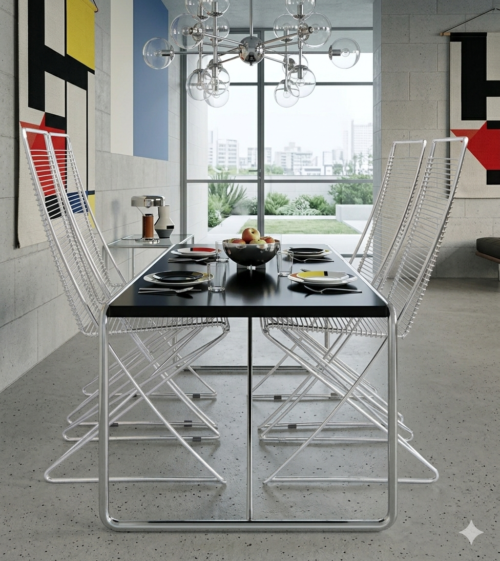 4 wire chairs by Till Behrens for Schlubach