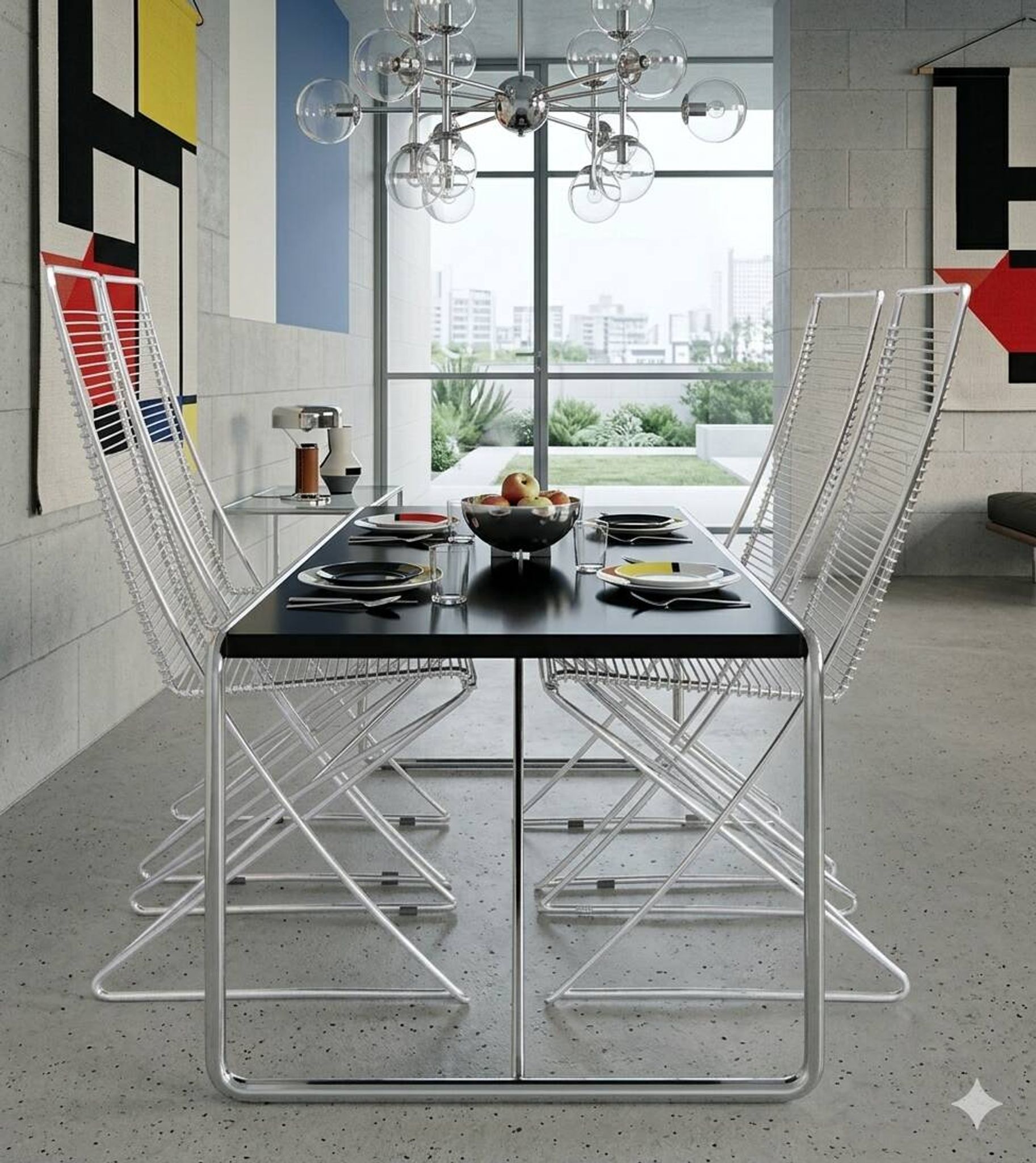 4 wire chairs by Till Behrens for Schlubach