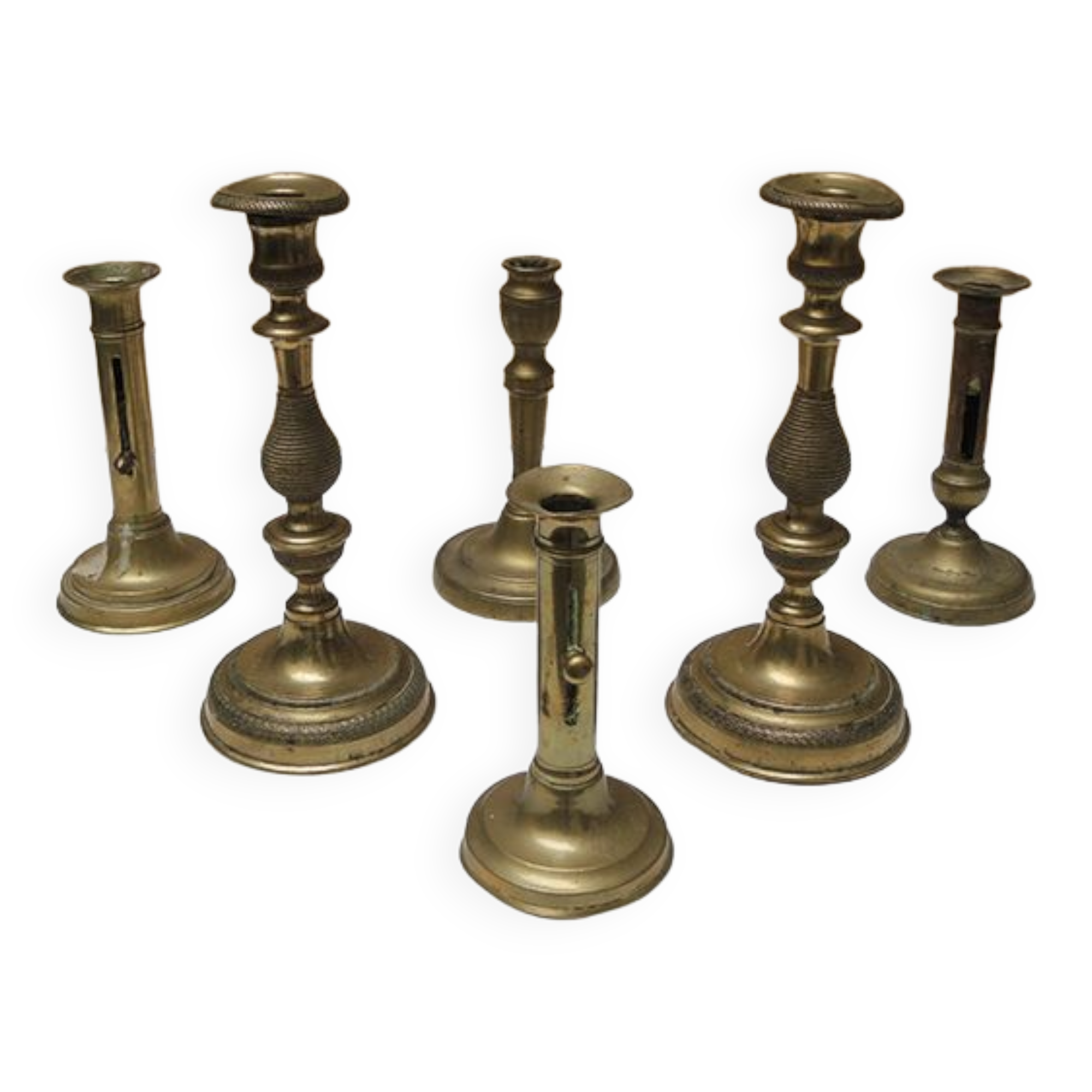Set of 6 brass candlesticks