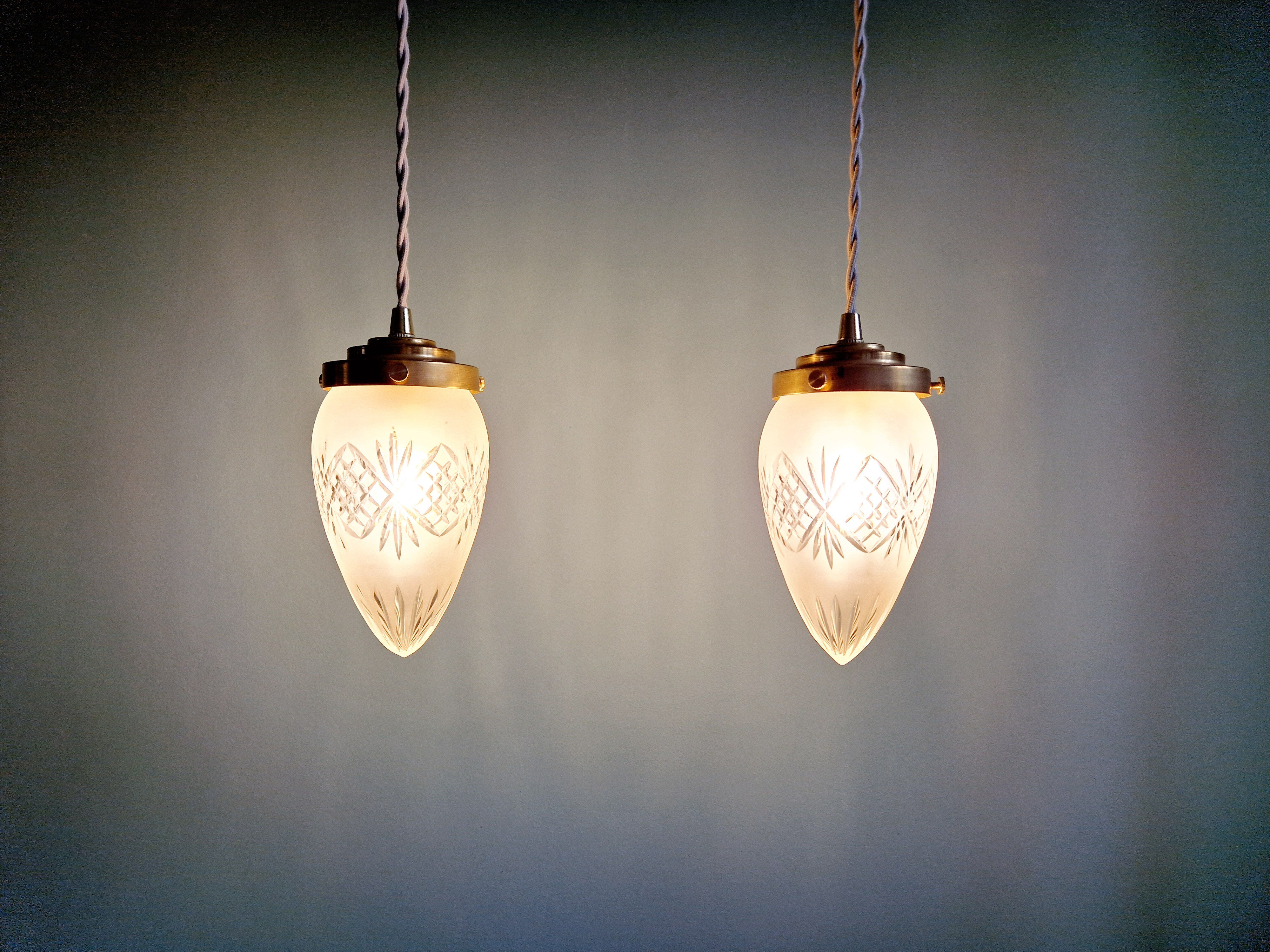 Frosted crystal suspension (3 available), early 20th century.