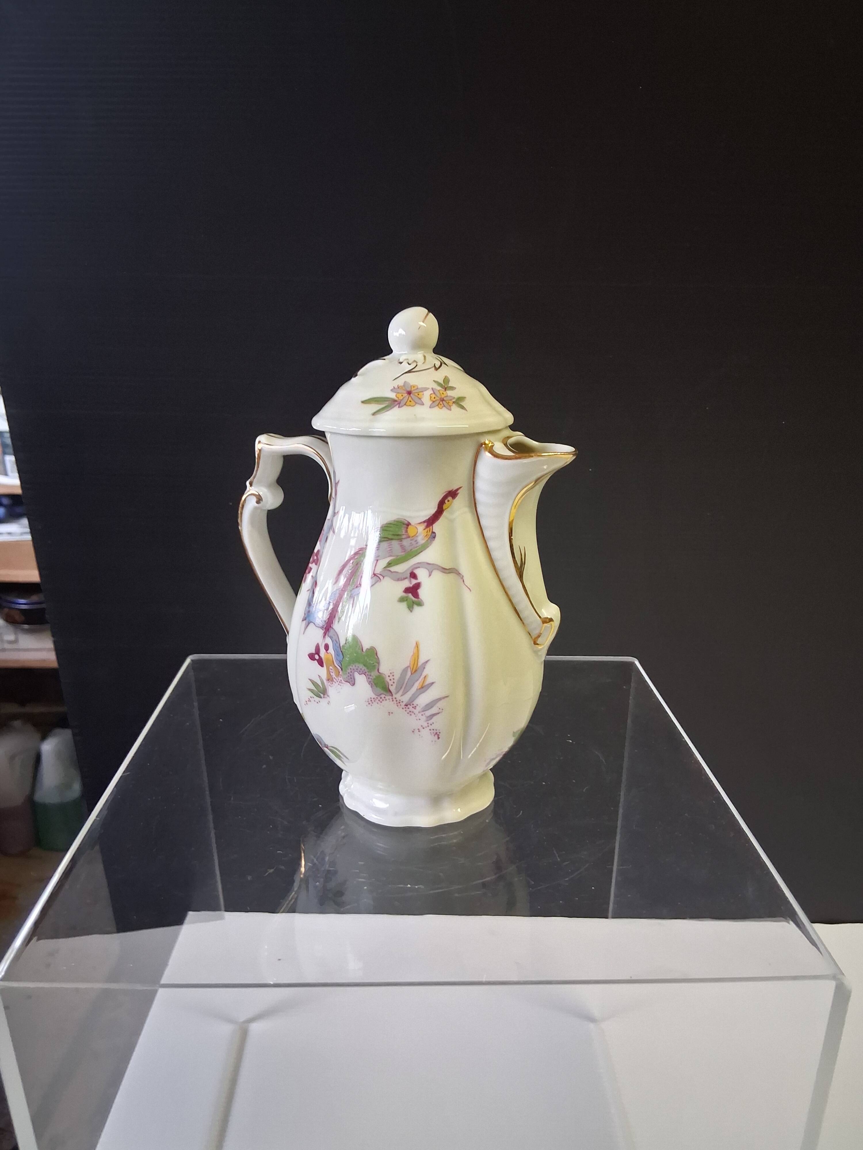 Very pretty Limoges porcelain coffee pot from Bernardaud model "Ch