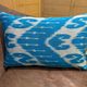 Hand Crafted Silk Ikat Lumbar Cushion Cover, Sky Blue Wave Pillow Case