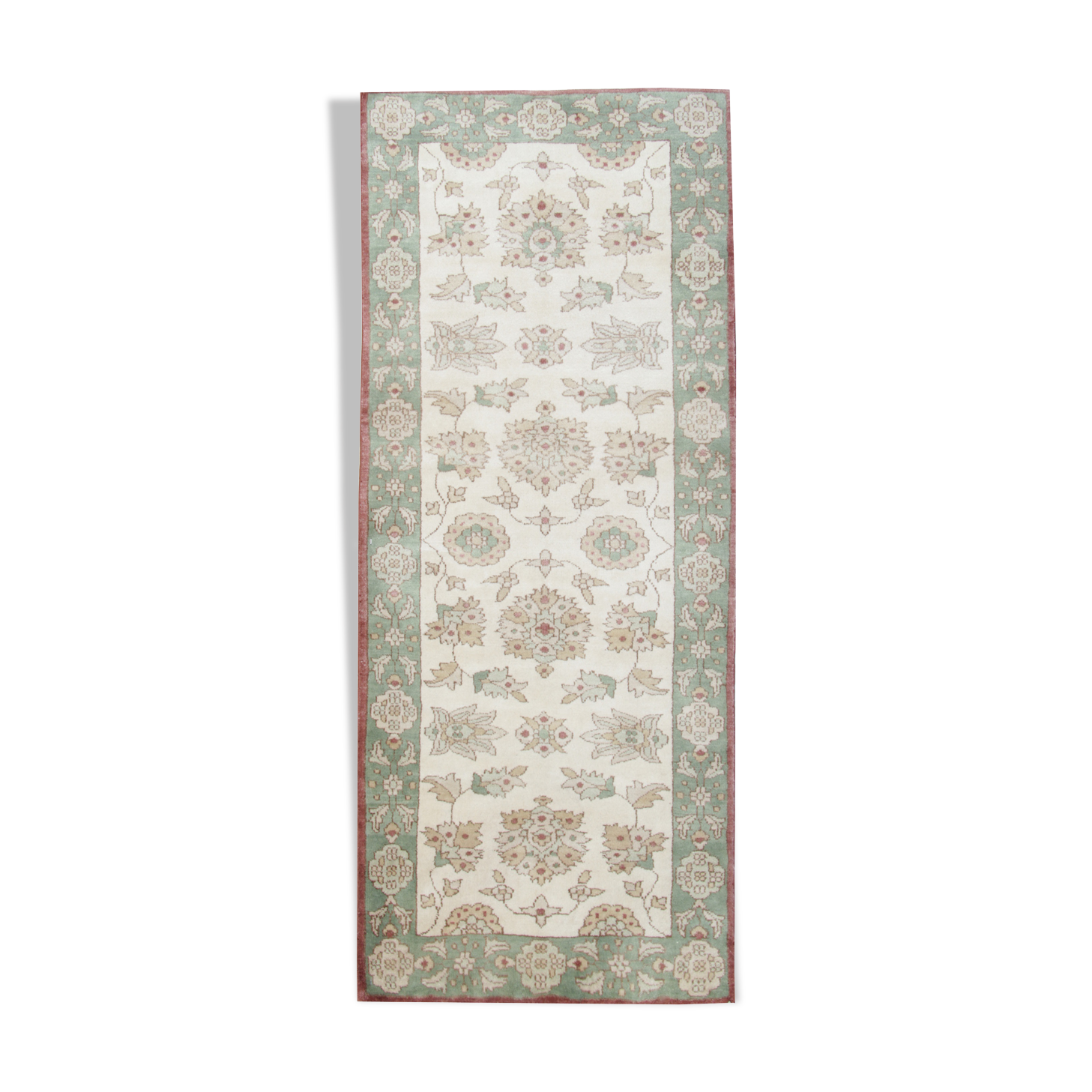 Small handmade pakistani floral wool area rug- ziegler rug- 82x192cm