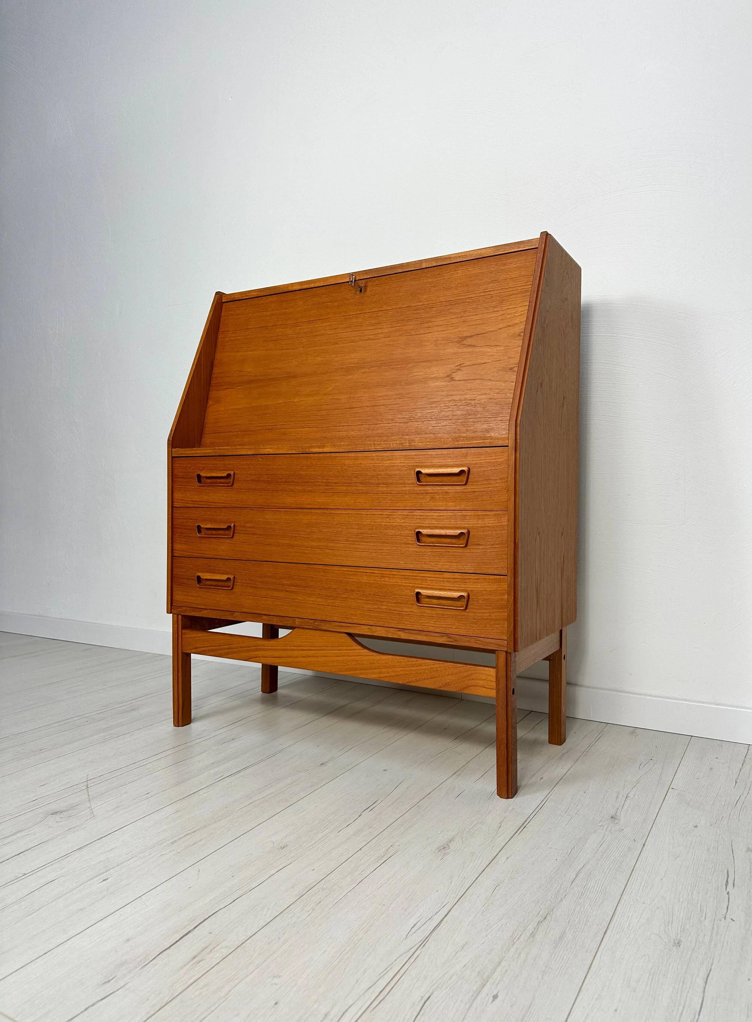 1960s Vintage Danish Teak Secretary by Dyrlund