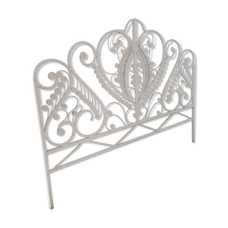 Rattan headboard peacock white 60s