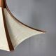 Teak And Linen Umbrella Counter Balance Pendant By Domus, 1970s