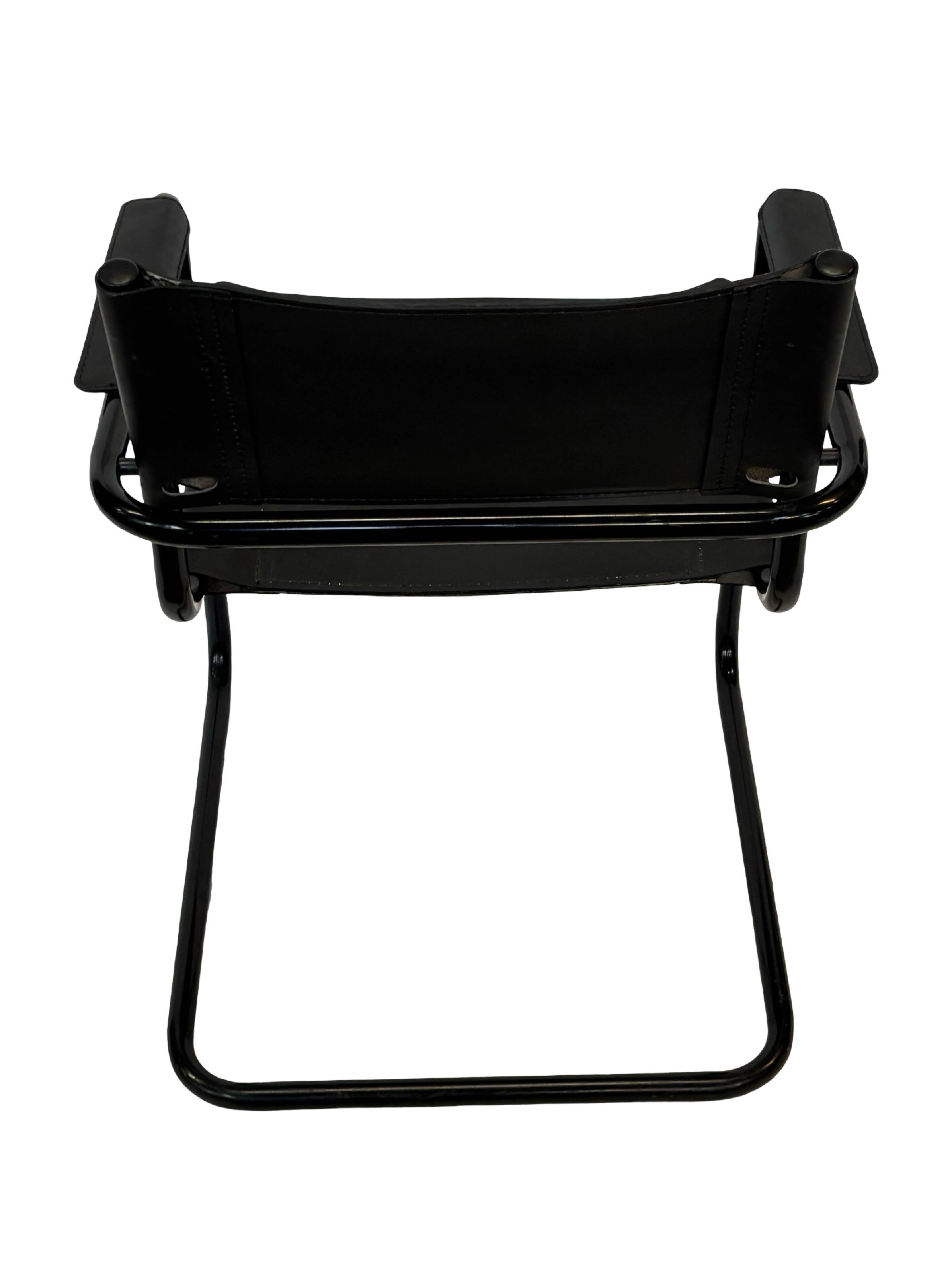 Set of 4 Bauhaus cantilever chairs in black imitation leather design
