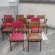 Set 7 chaises et 2 fauteuils bridge vintage chêne+simili