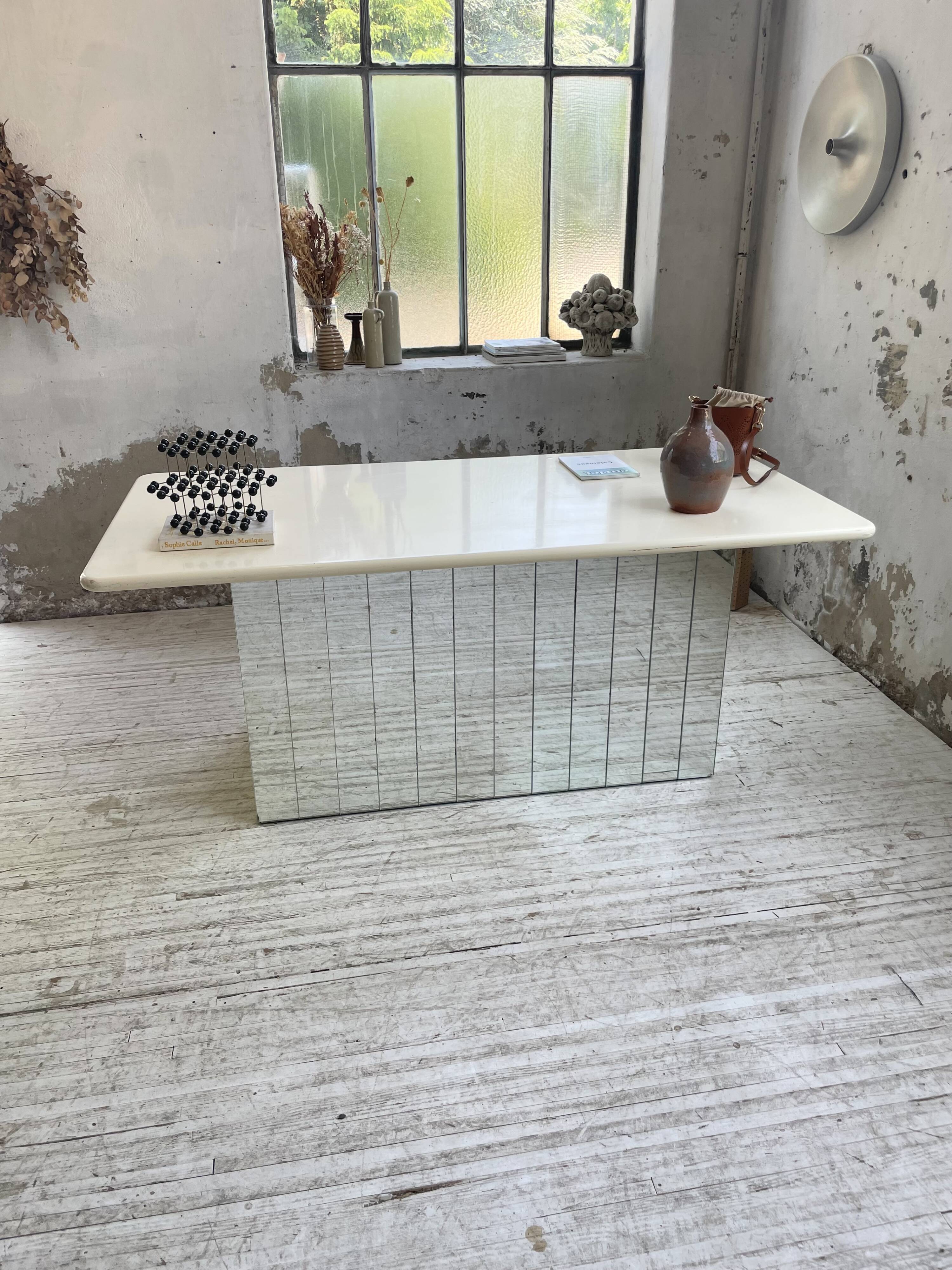 80s lacquered desk and mirror