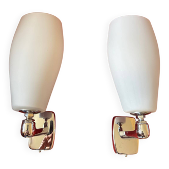 Pair of wall sconces in the Fontana Arte style, Italy, 1970.