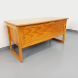 Vintage sled leg pine executive desk from the 60s-70s