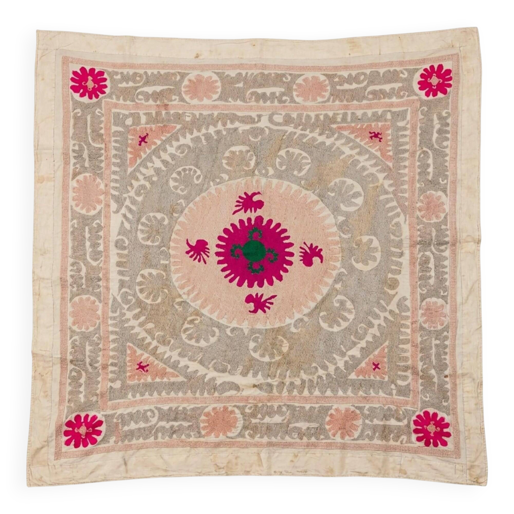 Vintage hand-embroidered tablecloth 150x156 cm